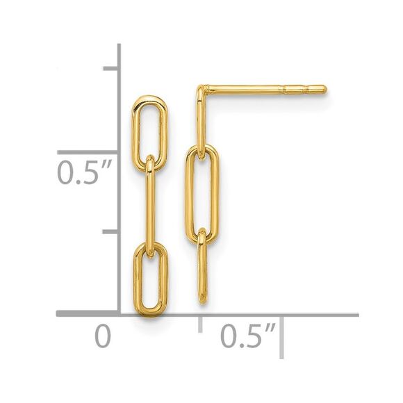 Kazi Luxury 14k Yellow Gold Polished Open Link Post Dangle Earrings